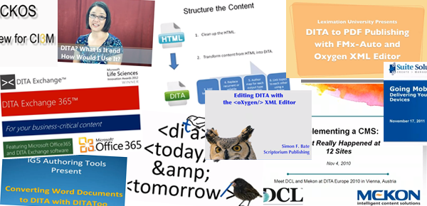 The following is a (hopefully) comprehensive list of all DITA XML-related videos being hosted on YouTube and Vimeo. As you can see there’s plenty of videos on all sorts of...