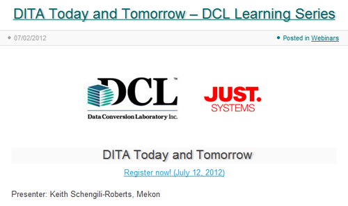 DITA Today and Tomorrow Webinar