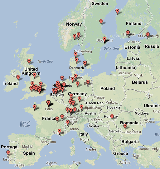 DITA Usage in Europe (BatchGeo) - Jan 2013